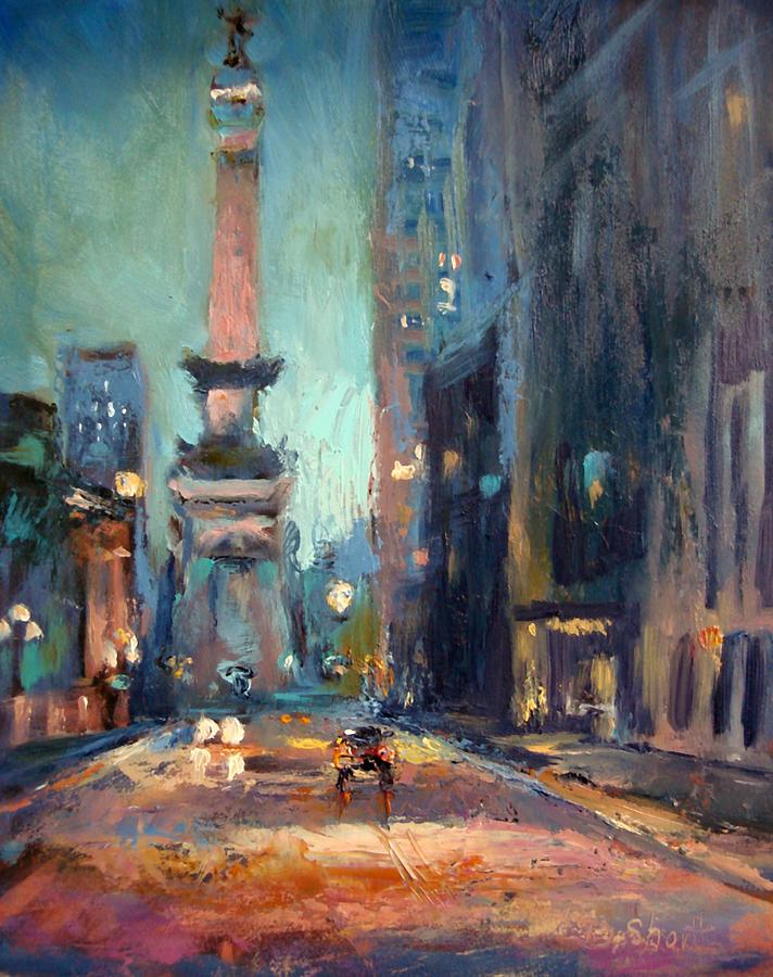 Indianapolis Painting - Indy Circle Monument by Donna Shortt