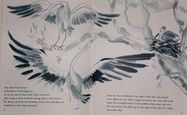 Inside illustration for Henry the Hestiant Heron #2 Painting by Anne Cameron Cutri