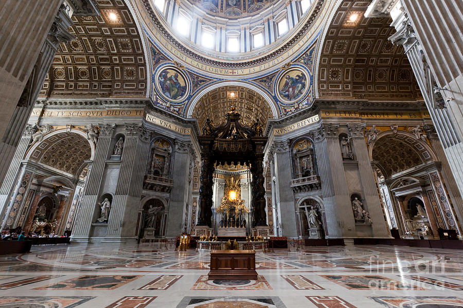 Inside of St. Peter Basilica in Vatican City #2 Photograph by Michal Bednarek