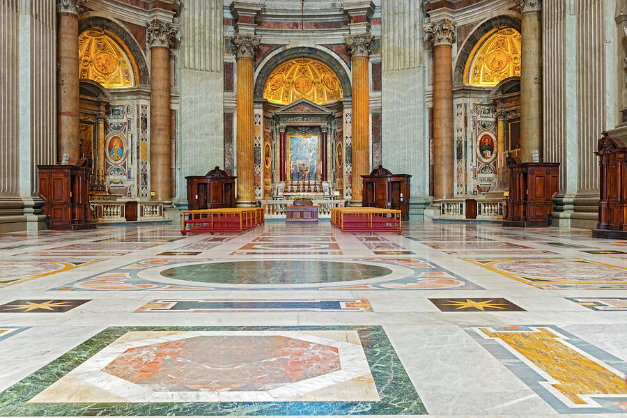 Interior St. Peter Basilica in Rome, Italy. #2 Photograph by Marek Poplawski