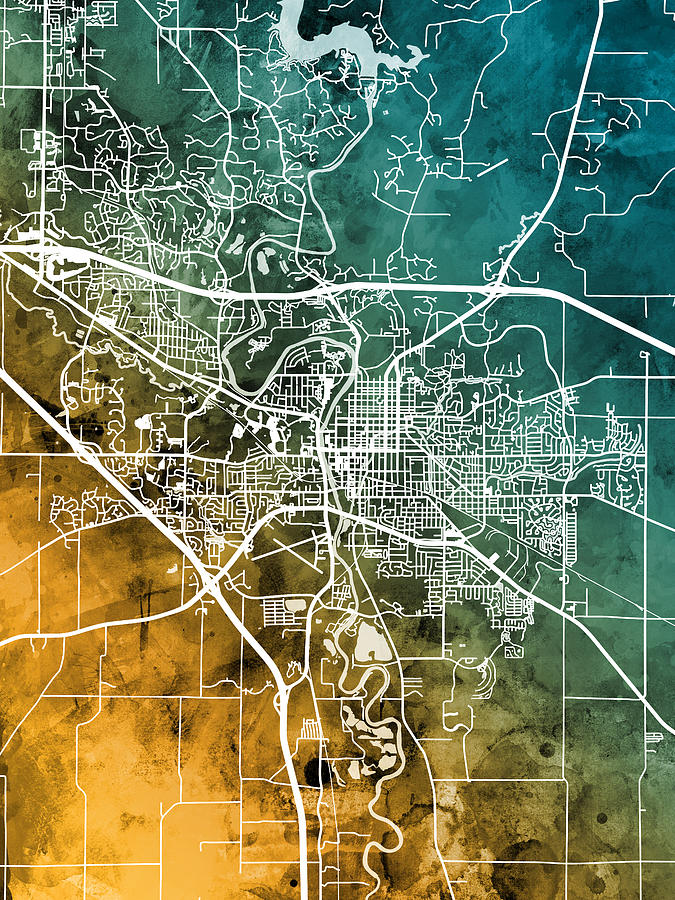 Iowa City Map #2 Digital Art by Michael Tompsett
