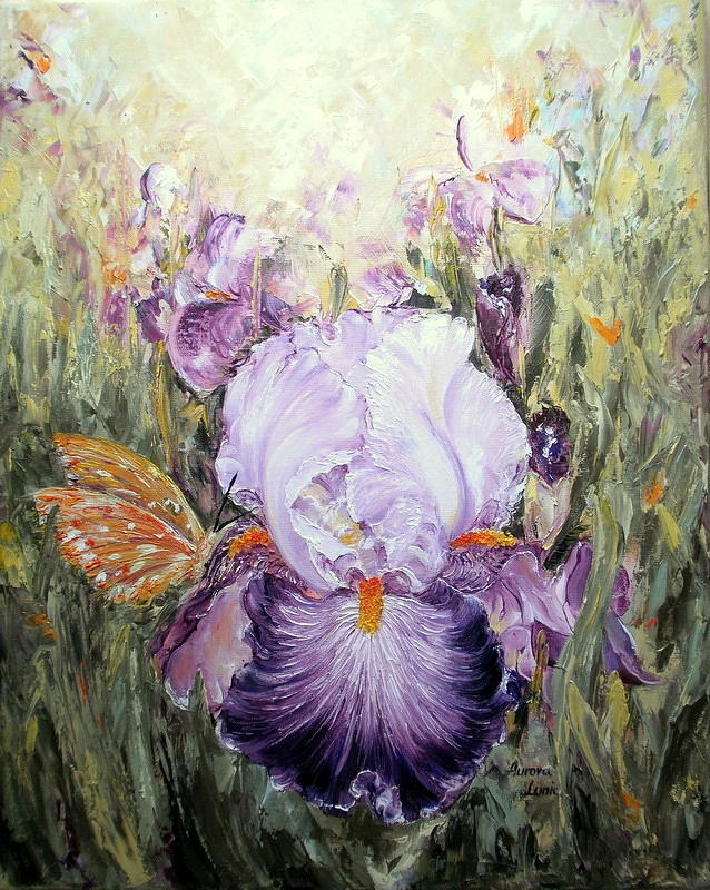 Flower Painting - Iris #2 by Aurora Lunic