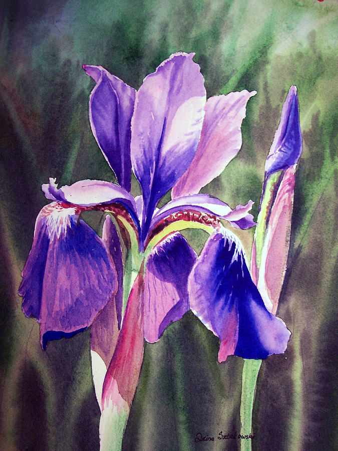 Purple Iris Painting by Irina Sztukowski