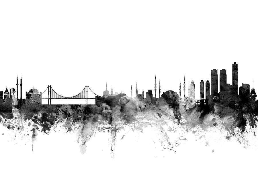 Turkey Digital Art - Istanbul Turkey Skyline #2 by Michael Tompsett