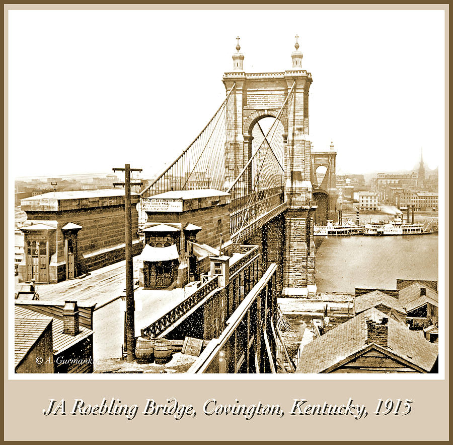 JA Roebling Bridge c 1915 Vintage Photograph #2 Photograph by A Macarthur Gurmankin