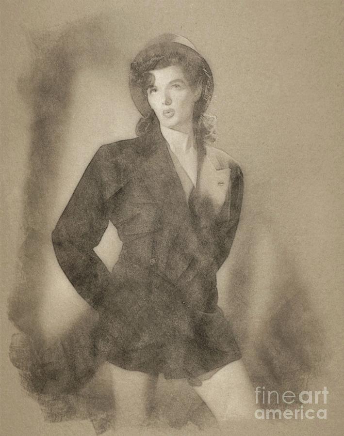 Jane Russell, Vintage Actress By John Springfield Drawing