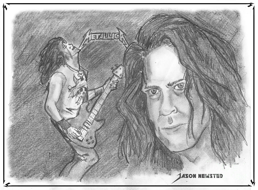 Jason Newsted #2 Drawing by Chris DelVecchio