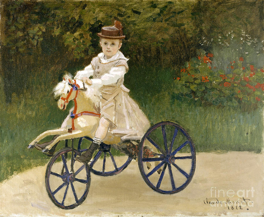 Jean Monet on His Hobby Horse #5 Painting by Claude Monet
