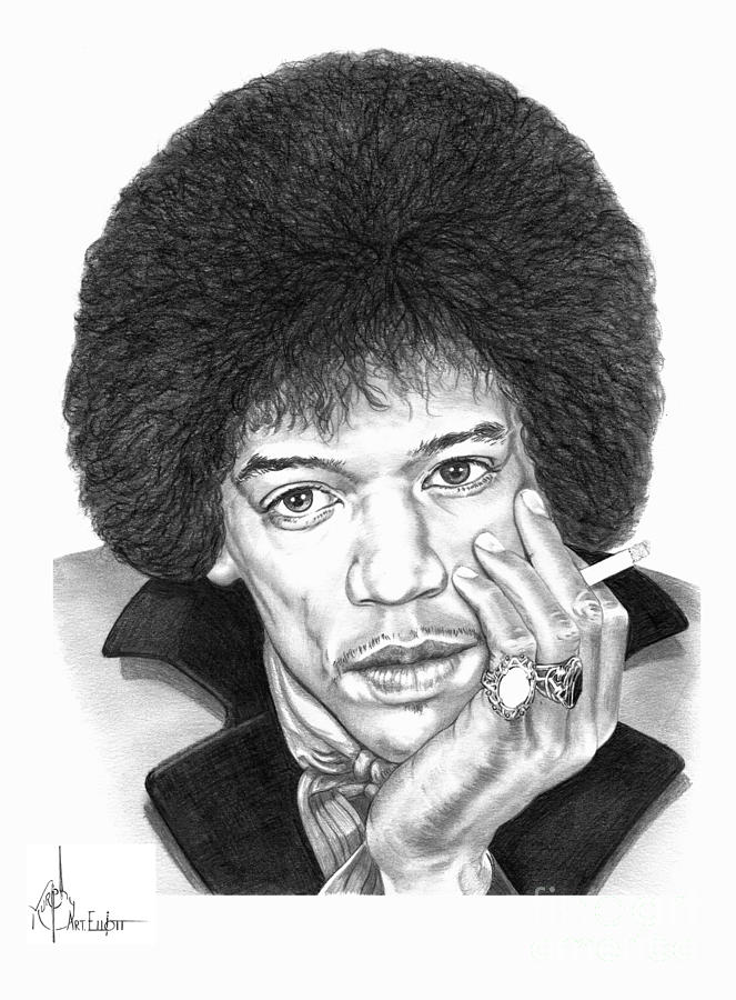 Music Drawing - Jimi Hendrix #2 by Murphy Elliott