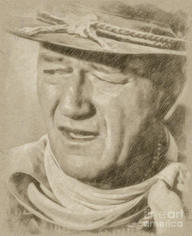 John Wayne Hollywood Actor Drawing