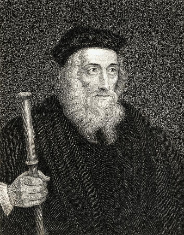 Black And White Drawing - John Wycliffe Also Spelled Wycliff #2 by Vintage Design Pics