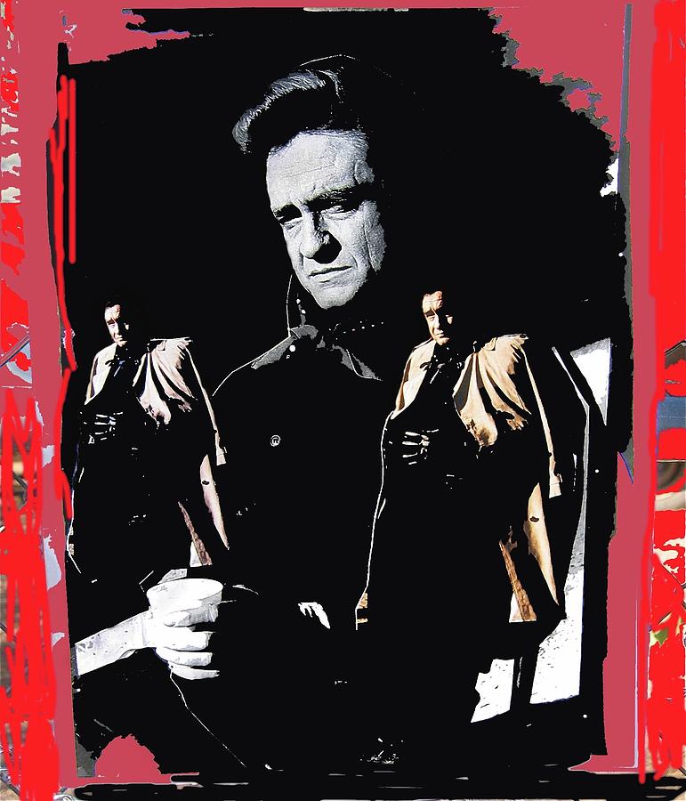 Johnny Cash Multiples Trench Coat Sitting Collage 1971-2008 #1 Photograph by David Lee Guss
