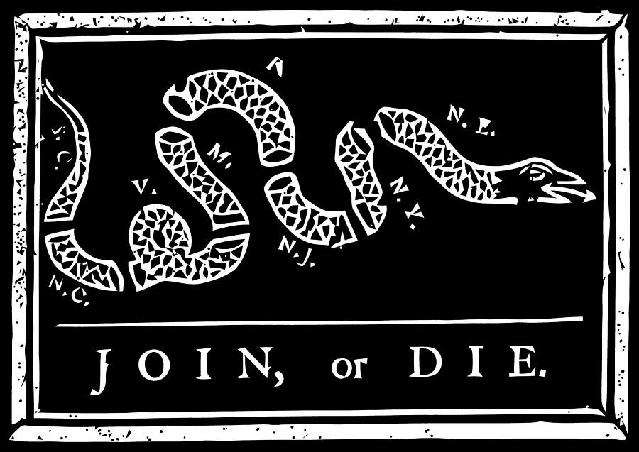 Join or Die - Black and White Digital Art by War Is Hell Store