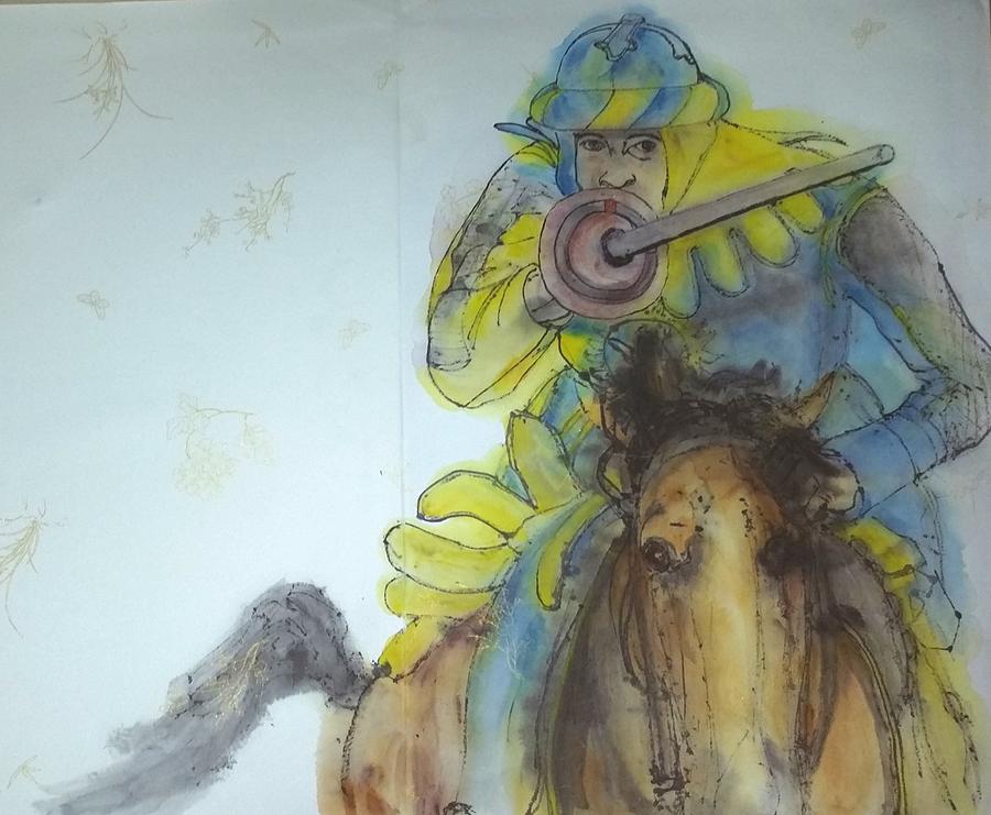 jousting.and Falconry album #2 Painting by Debbi Saccomanno Chan