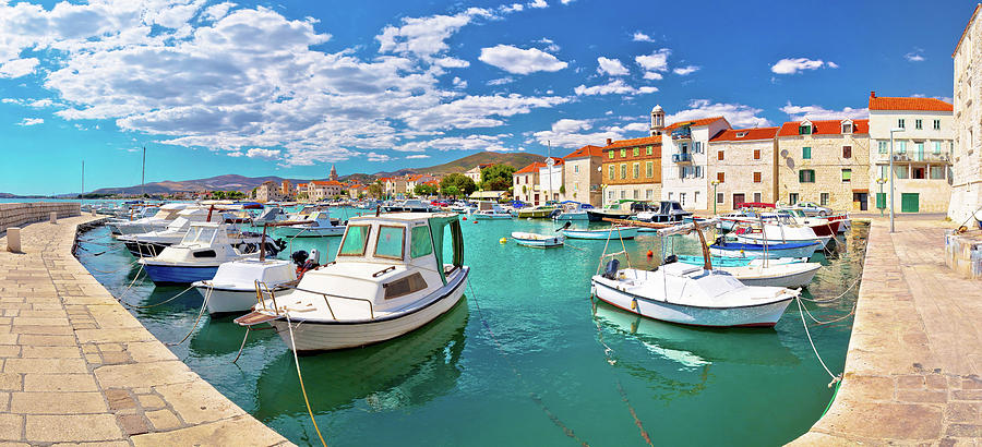 Kastel Novi turquoise harbor and historic architecture panoramic #2 Photograph by Brch Photography