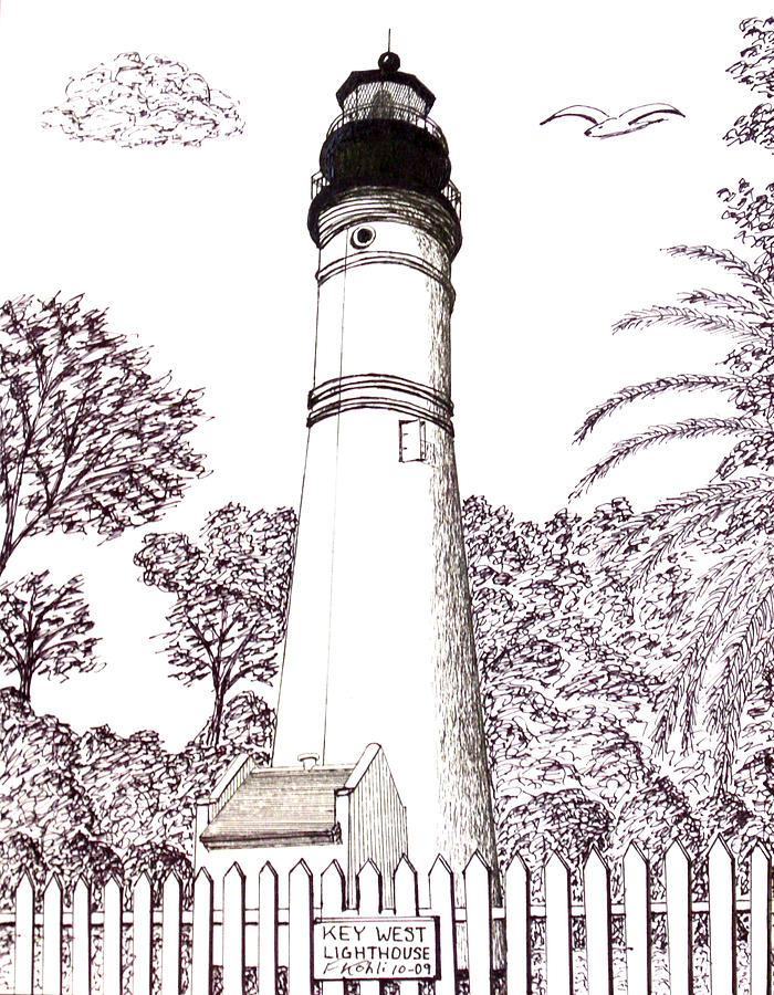 Key West Lighthouse #2 Drawing by Frederic Kohli