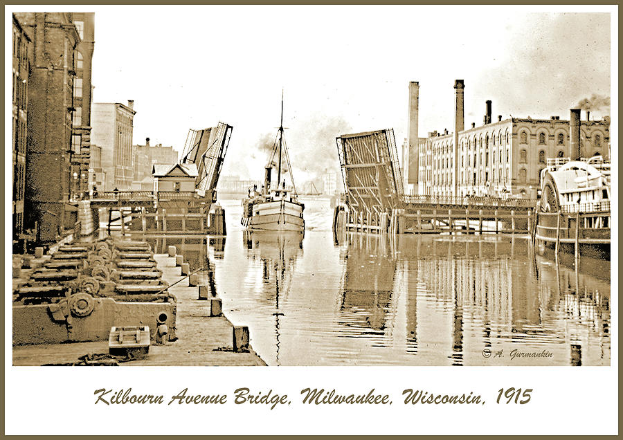 Kilbourn Avenue Bridge, Milwaukee, Wisconsin, 1915-1920, Vintage #2 Photograph by A Macarthur Gurmankin