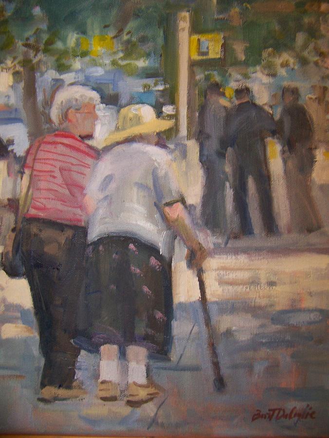 2 ladies in NY Painting by Bart DeCeglie