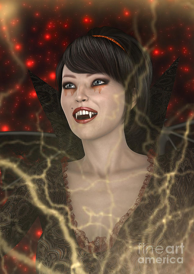 Halloween Digital Art - Lady Vamp #3 by Design Windmill