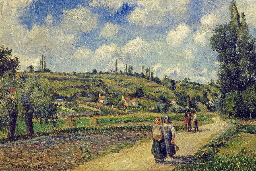 Landscape near Pontoise the Auvers Road #3 Painting by Camille Pissarro