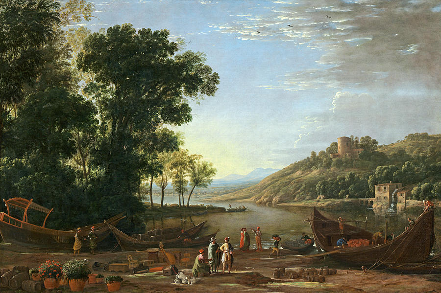  Landscape with Merchants #2 Painting by Claude Lorrain