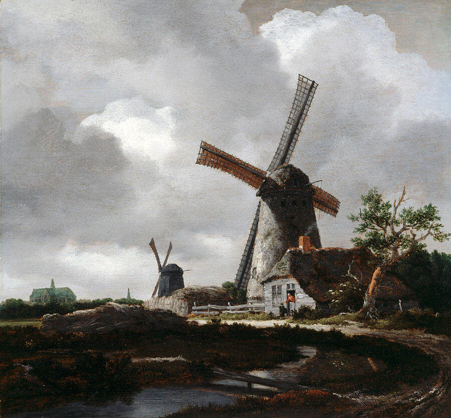 Landscape with Windmills near Haarlem #3 Painting by Jacob van Ruisdael