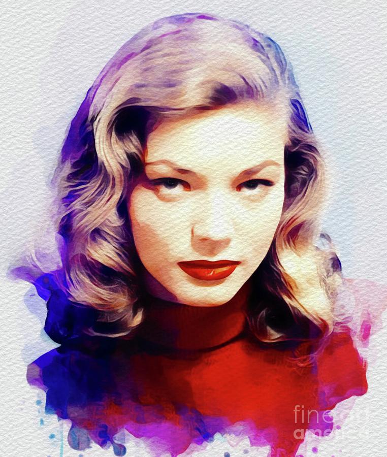 Hollywood Painting - Lauren Bacall, Vintage Movie Star #2 by Esoterica Art Agency