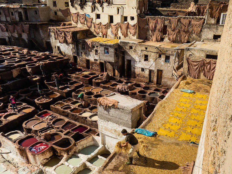 Leather tanneries of Fes - 3 #1 Photograph by Claudio Maioli