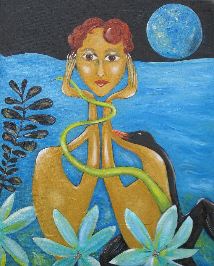 Leda and the Swan Painting by Sue Wright