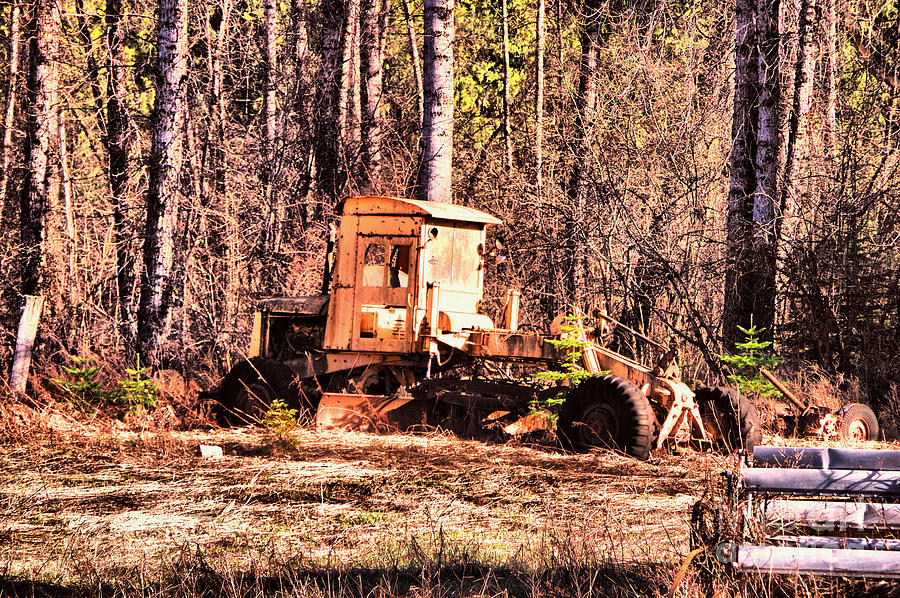 Road Grader Photograph -  Left in the weeds #2 by Jeff Swan