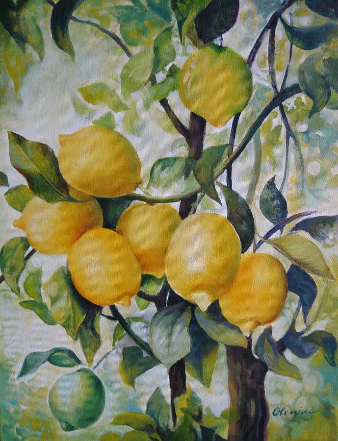 Lemons #2 Painting by Elena Oleniuc