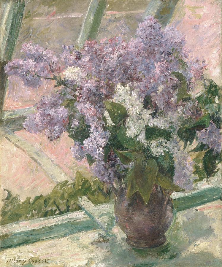 Lilacs in a Window #2 Painting by MotionAge Designs