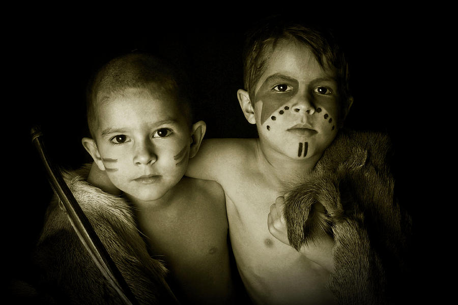 Boys Photograph - 2 Little Injuns by Darlene Smithers