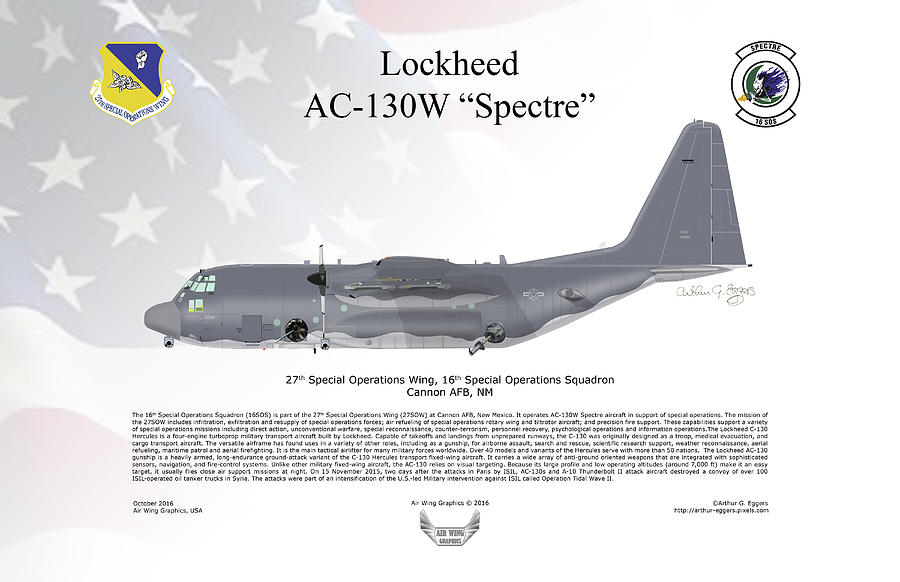 Lockheed Digital Art - Lockheed AC-130W Spectre #2 by Arthur Eggers