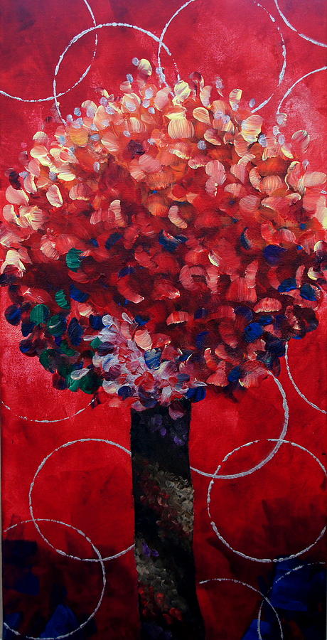 Lollipop Tree Red Painting by Shiela Gosselin