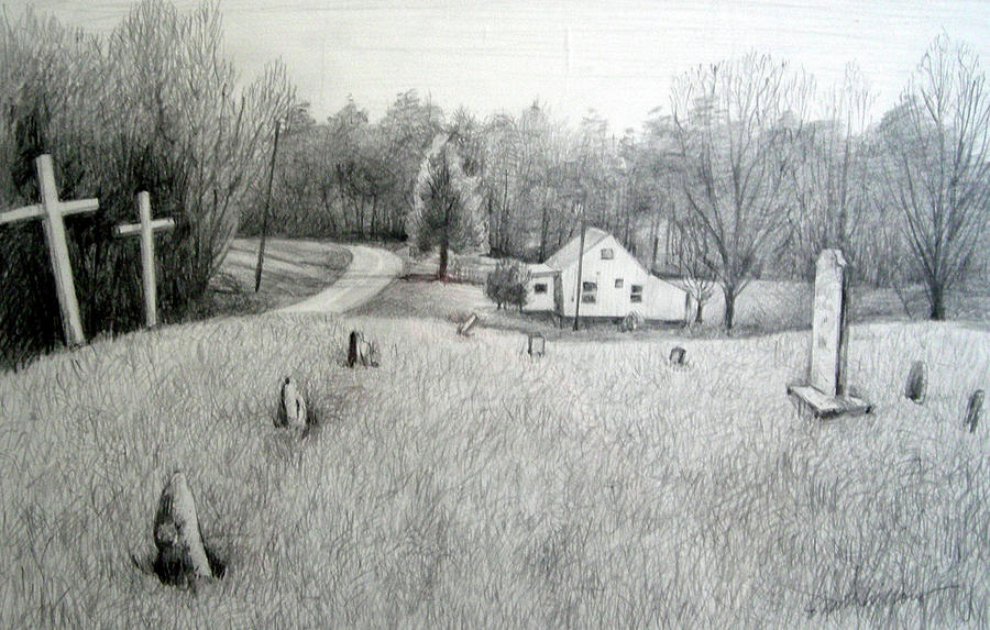 Winter Drawing - Lonesome Road #1 by Neal Smith-Willow