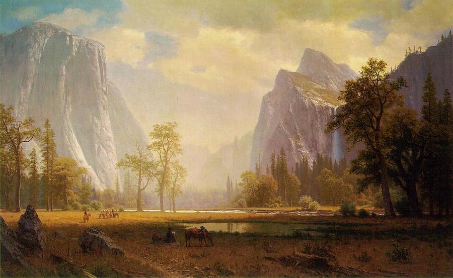 Looking Up The Yosemite Valley #5 Painting by Albert Bierstadt