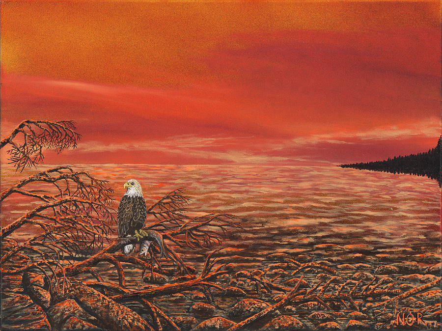 Lake Superior Painting - Loons Under The Northern Lights by Ron Dietman Lake Superior Painting - Loons Under The Northern Lights by Ron Dietman