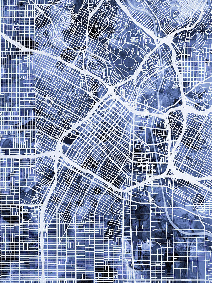 Los Angeles City Street Map #2 Digital Art by Michael Tompsett