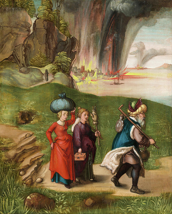 Lot and His Daughters #5 Painting by Albrecht Durer