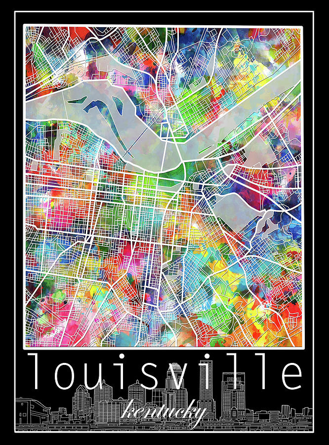 Louisville Kentucky City Map 4 #2 Digital Art by Bekim M