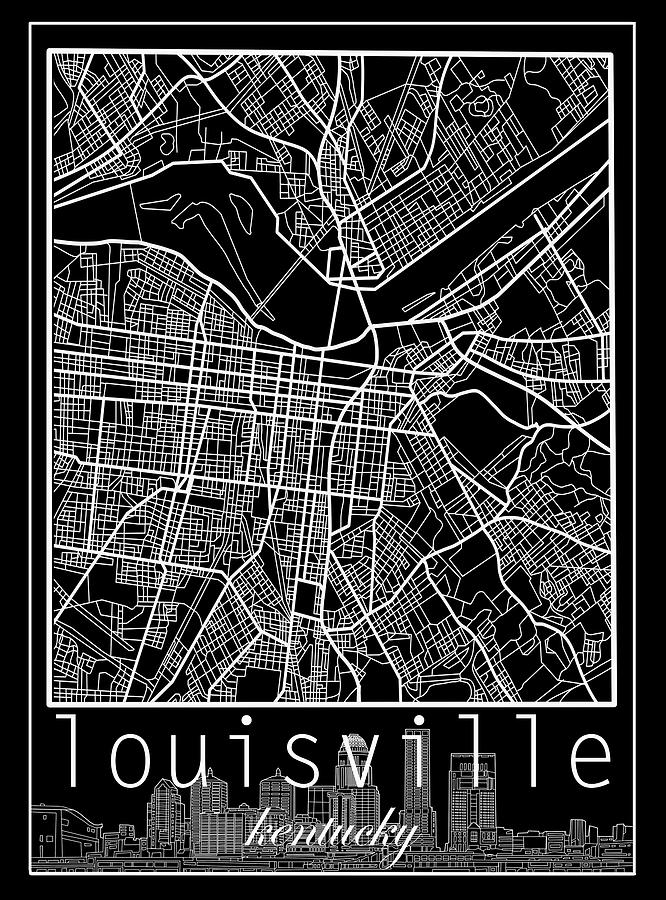 Louisville Kentucky City Map 6 Digital Art
