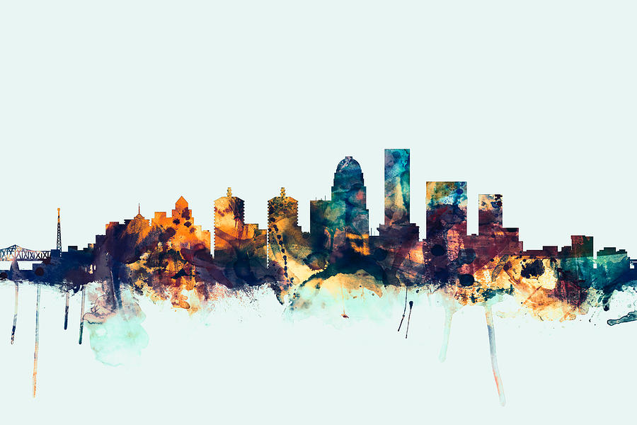 Louisville Kentucky City Skyline #2 Digital Art by Michael Tompsett