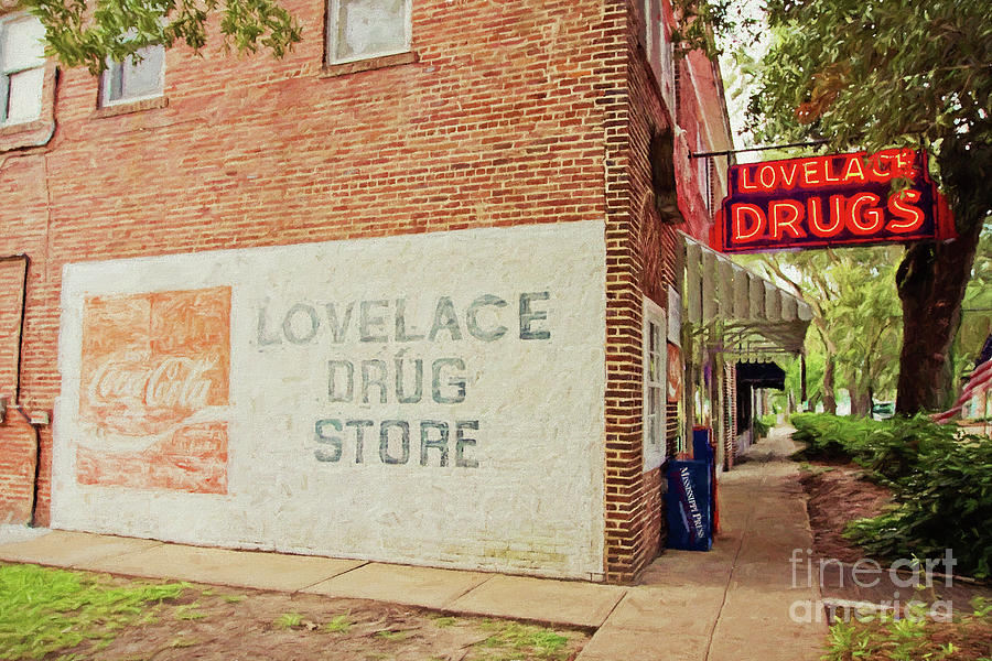 Lovelace Drug Store - digital painting Photograph by Scott Pellegrin