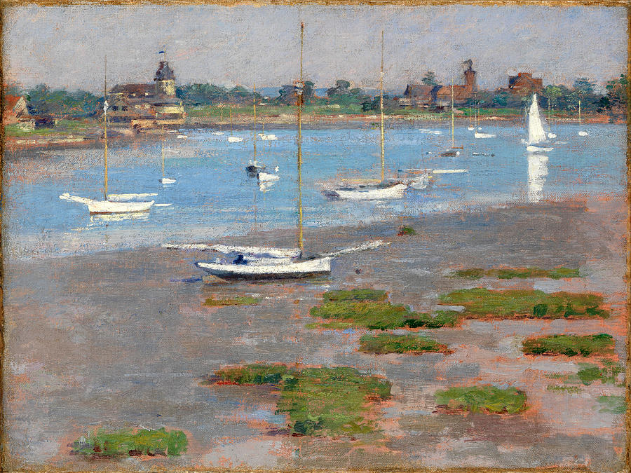 Low Tide. Riverside Yacht Club #4 Painting by Theodore Robinson