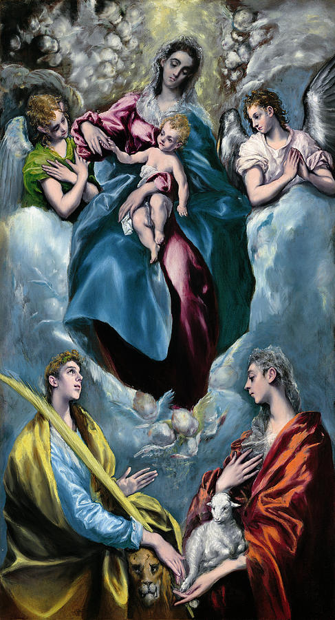 Madonna and Child with Saint Martina and Saint Agnes #2 Painting by El Greco