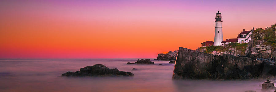 Maine Portland Headlight Lighthouse at Sunset #2 Photograph by Ranjay Mitra