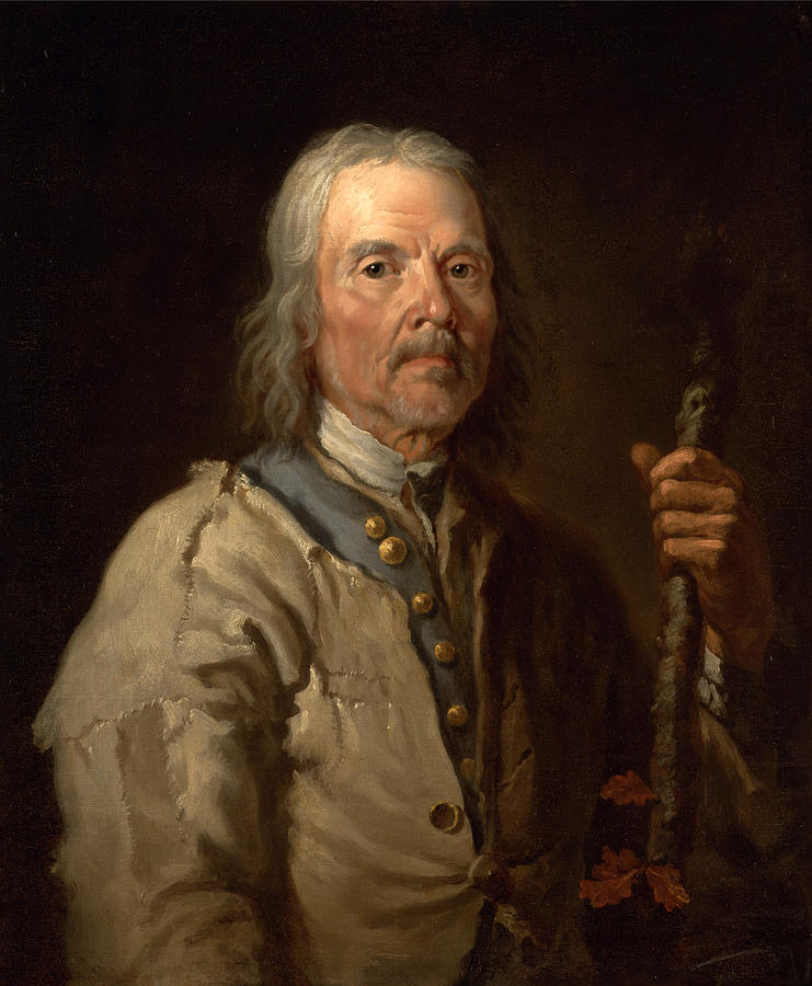 Man holding a staff #1 Painting by Thomas Barker