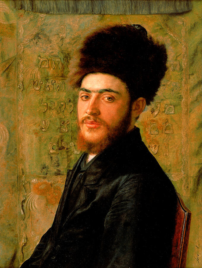 Man With Fur Hat, from circa 1910 Painting by Isidor Kaufmann