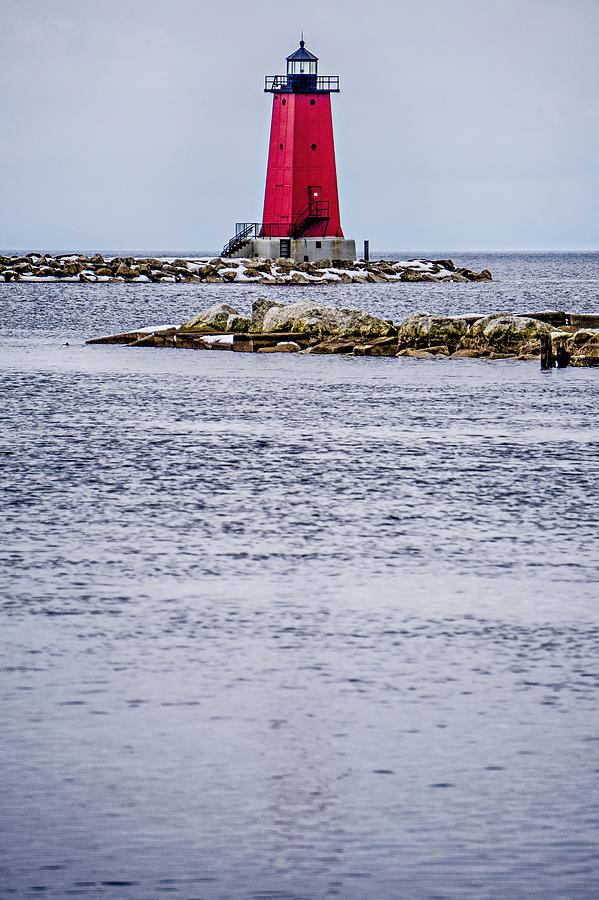 Manistique East Breakwater Lighthouse on lake michigan #2 Photograph by Alex Grichenko